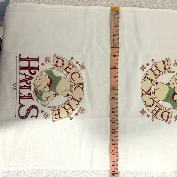 Winnie the Pooh 2 Piece Kitchen Dish Towel Set NWOT 100% Cotton “DECK THE HALLS” - Picture 4 of 8